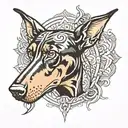 Doberman dog head tattoo design idea