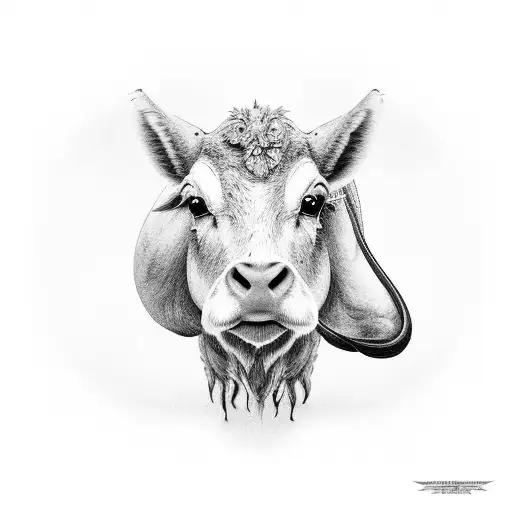 A group of farm animals gathered under a radiant sun tattoo design idea