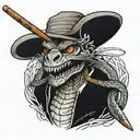 flute wrapping snake over collar bone tearing through skin tattoo design idea