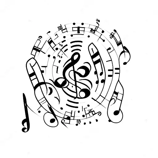 music notes with mental health recovery tattoo design idea