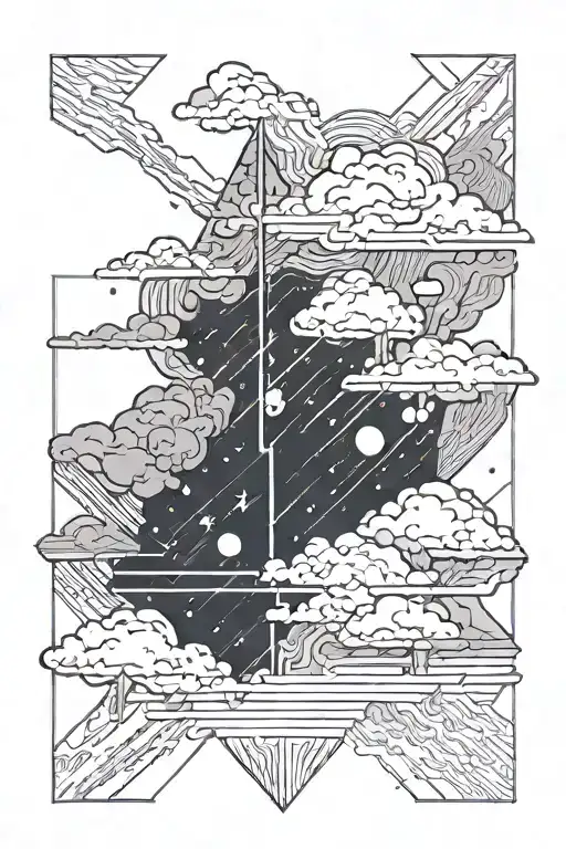 space storm clouds with lightning storm  tattoo design idea
