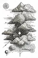 space storm clouds with lightning storm  tattoo design idea