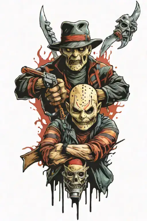 Freddy Krueger, Jason Voorhees, leather face, chucky  tattoo design idea