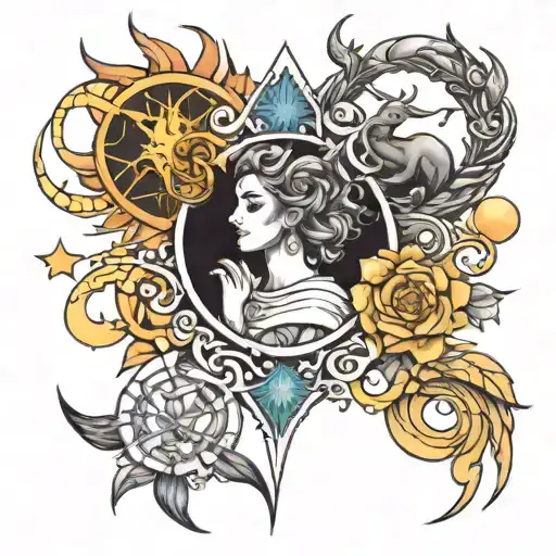 gemini sun, Capricorn moon and Sagittarius rising for women tattoo design idea