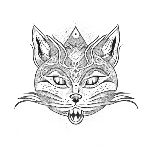 bobcat mermaid tattoo design idea