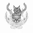 bobcat mermaid tattoo design idea