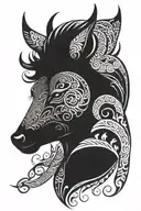 ciervo cara de frente dark Black work tribal tattoo design idea