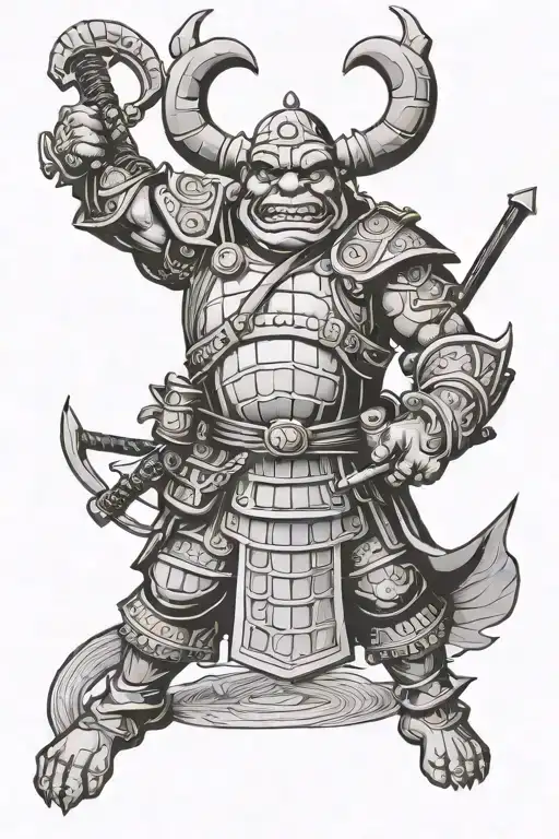 shrek samurai full length tattoo design idea