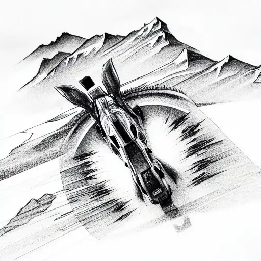 love the roads, mountains and oceans and a mustang tattoo design idea