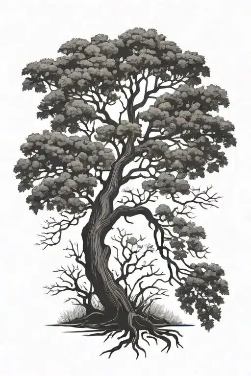 walnut tree silhouette tattoo design idea