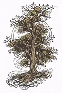 walnut tree silhouette tattoo design idea