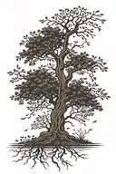 walnut tree silhouette tattoo design idea