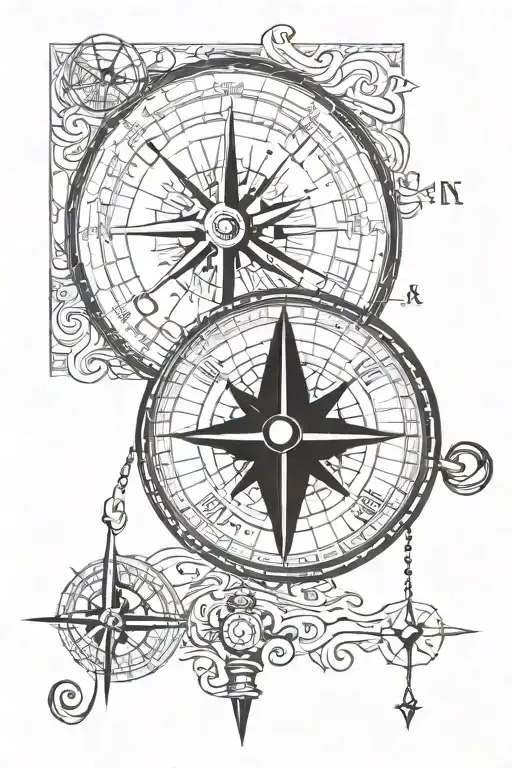 navigation compass pierced by tattoo design idea