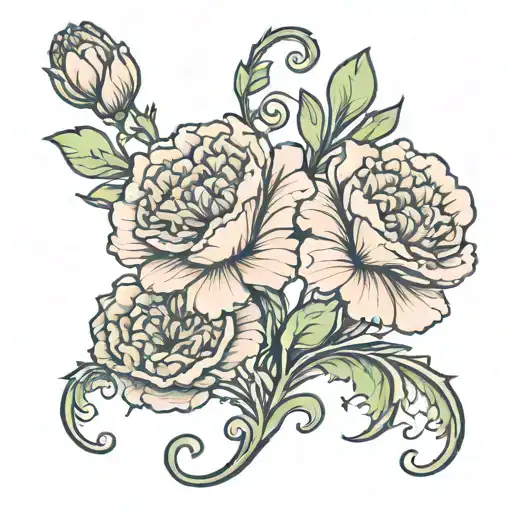 Two inerwinding carnation flowers growing with puzzle pieces  tattoo design idea