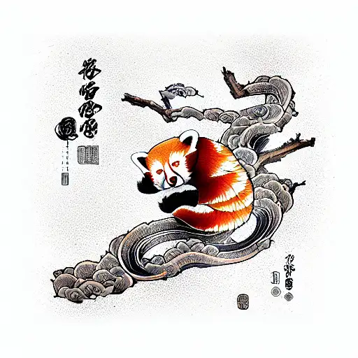 red panda tattoo design idea