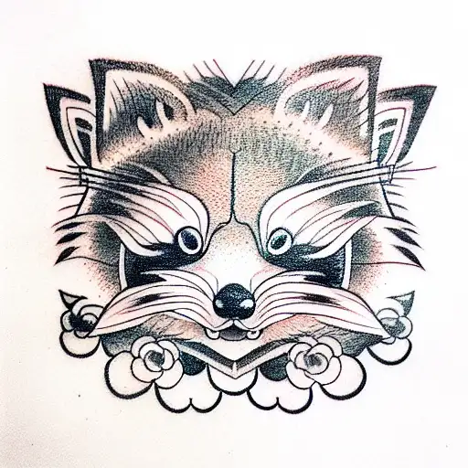 cute red panda tattoo design idea