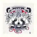 cute red panda tattoo design idea