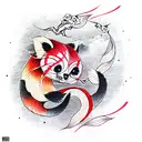 cute red panda tattoo design idea
