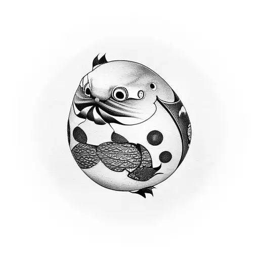Daruma with koi fish tattoo design idea