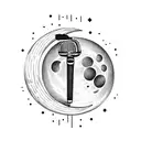 moon guitar and a microphone with the silhouette of. girl tattoo design idea