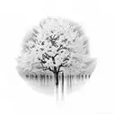 masculine cherry blossom tree with petals falling off tattoo design idea