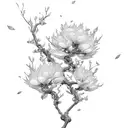 masculine cherry blossom tree with petals falling off tattoo design idea