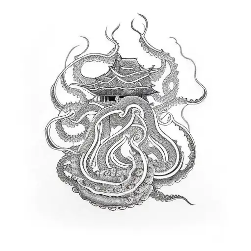 loighthouse tentacles boat tattoo design idea