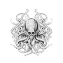 boat with tentacles tattoo design idea