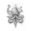 boat with tentacles tattoo design idea