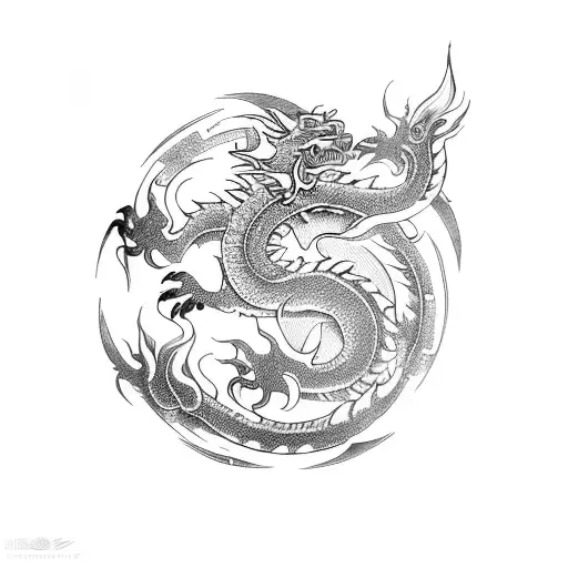 big tattoo from ribs to hips in japanese style with lotuses dragon and water  tattoo design idea