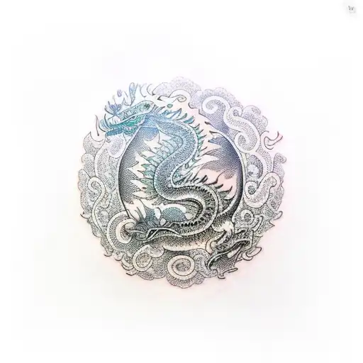 big tattoo from ribs to hips in japanese style with lotuses dragon and water  tattoo design idea