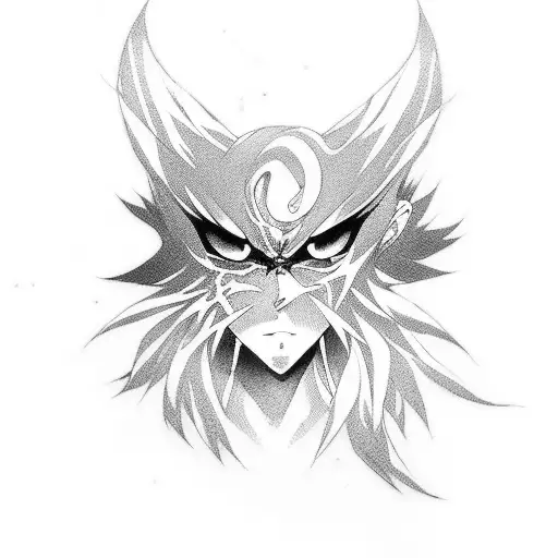 An anime-themed tattoo with a dark twist, incorporating elements of Japan tattoo design idea