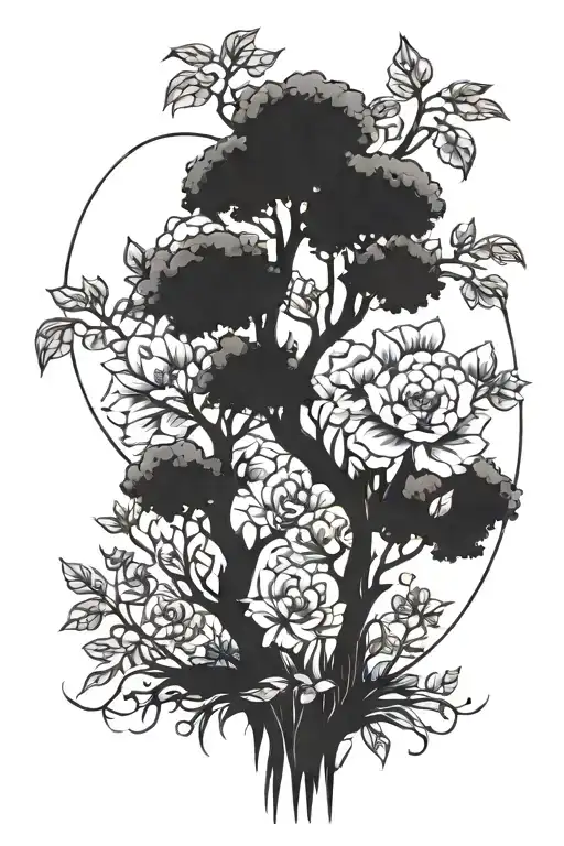trees or flowers changing that represents self growth  tattoo design idea