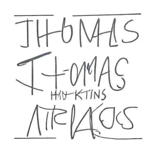 Handwritten "Thomas", looking like it's written on the body with a black marker tattoo design idea