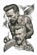 memorial, barber, dad tattoo design idea