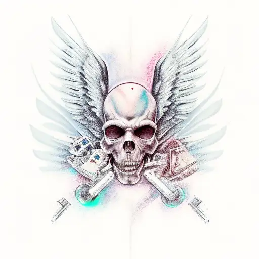 Papel keys, illuminate, fallen angel tattoo design idea