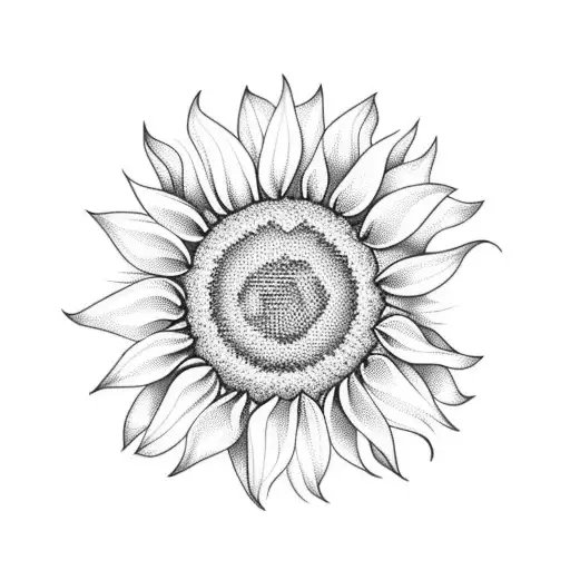 Small sunflower with a number 7 tattoo design idea