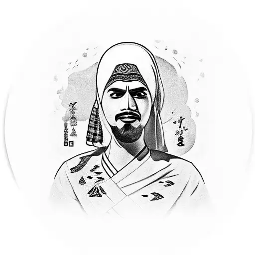 Palestinian in the middle of battlefield tattoo design idea