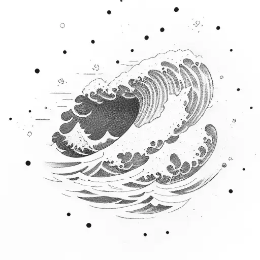 Image of a wave with peace and tranquillity written on it tattoo design idea