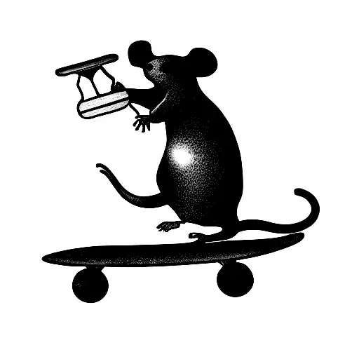 rat in a skateboard tattoo design idea
