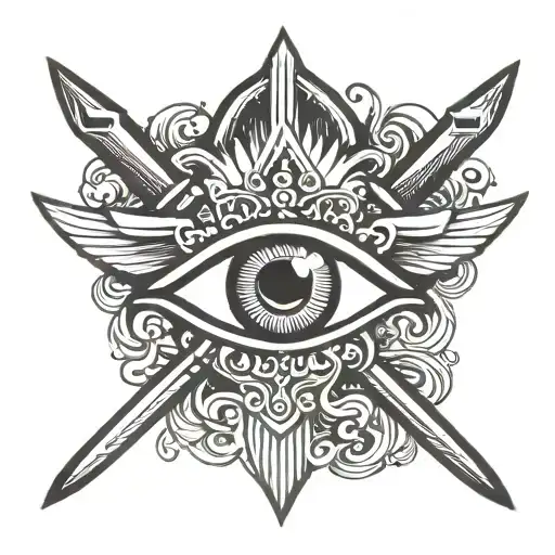 dagger piercing eye tattoo design idea