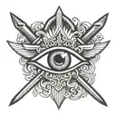 dagger piercing eye tattoo design idea