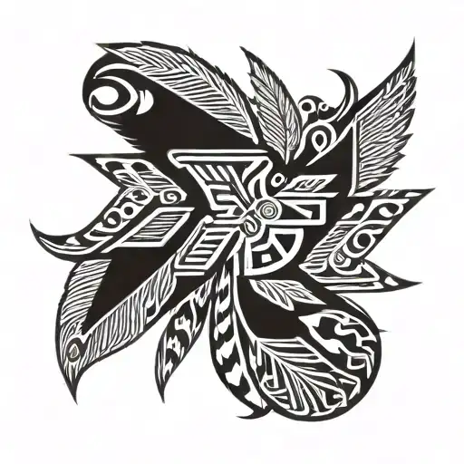 Navajo symbols intertwined tribal patterns thunderbird tattoo design idea