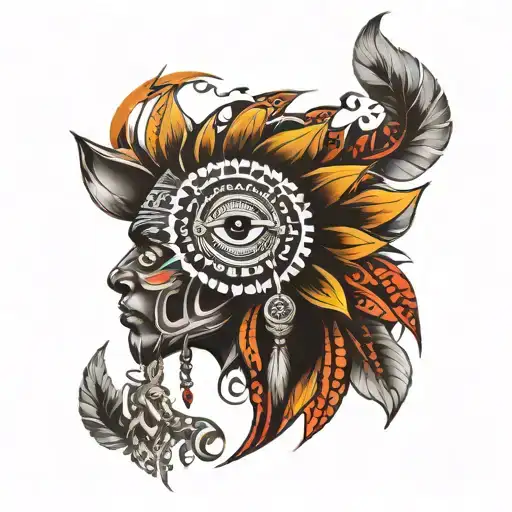 cherokee tribal patterns intertwined phoniex rising tattoo design idea