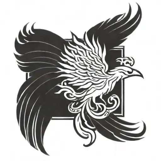 Phoenix rising from ashes symbolizing overcoming PTSD Tribal Navajo tattoo design idea