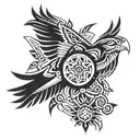 Navajo symbols intertwined tribal patterns thunderbird tattoo design idea