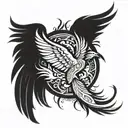 Phoenix rising from ashes symbolizing overcoming PTSD Tribal Navajo tattoo design idea