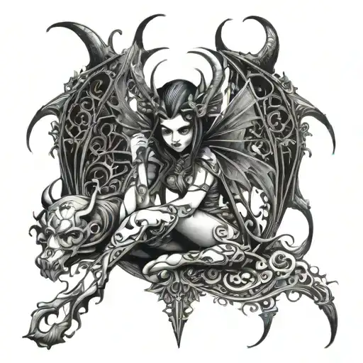 gothic devil fairy  tattoo design idea
