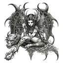 gothic devil fairy  tattoo design idea