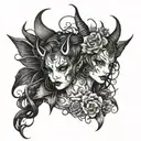 gothic devil fairy  tattoo design idea